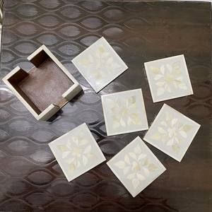 Sous-verre de tasse à café de forme carrée en os et résine de qualité supérieure pour la maison et les ustensiles de cuisine utilisés pour les fêtes d'anniversaire personnalisées - Product Image 6