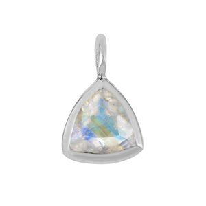 Colgante hecho a mano de Plata de Ley 925 con piedras preciosas de Luna y arcoíris, ajuste de bisel con incrustaciones naturales para regalo, suministro al por mayor - Product Image 1