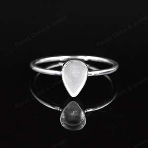 Genuine 925 Sterling Silver 7x9mm Pear Bezel Setting Semi Mount Simple Band Minimalist <b>Ring</b> <b>Resin</b> Ashes Keepsake Jewelry in Bag - Product Image 2