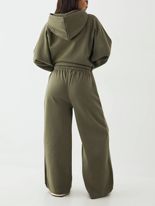 New Arrival Women Urban Style Baggy <b>Stitched</b> <b>Tracksuit</b> Custom Applique Screen Print logo Detail Elastic Waist Sweatsuit - Product Image 4