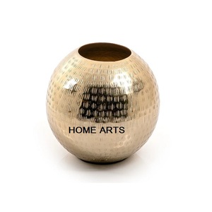 Jarrón de flores de diseño atractivo, forma ovalada, de aluminio de calidad superior, chapado en oro, para decoración de bodas. - Product Image 6
