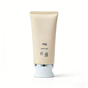 Tube en plastique PE beige personnalisé de 150 ml avec bouchon à vis pour crème pour les yeux et emballage cosmétique, impression sérigraphique - Product Image 1