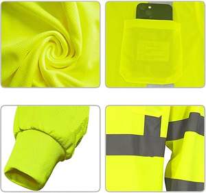 Camisas de Manga Larga de Alta Visibilidad para Hombre, Camisas de Trabajo Reflectantes con Bolsillo Delantero - Product Image 2