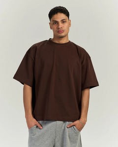 Personnalisable Heavyweight Oversized T-Shirt Homme Noir 100% Coton Cropped Crew Neck Boxy Fit Street Wear Tissu Tricoté - Product Image 1