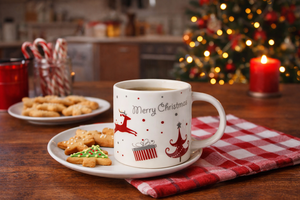 Durable New Bone China Set 4 Espresso Coffee Mug 10 cl (3.4 fl oz) Christmas & Winter Holidays Merry Christmas by Excelsa - Product Image 3