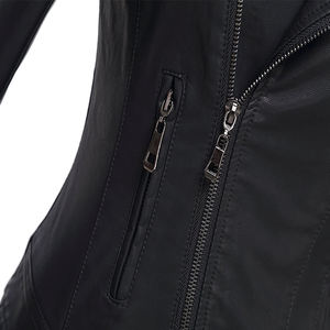 2023ใหม่แจ็กเก็ตหนังเทียมระบายอากาศได้ดีสำหรับผู้หญิงแจ็กเก็ตหนังแท้แฟชั่นแบบครอป - Product Image 5