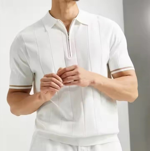 Fermeture éclair directe d'usine en gros pour hommes pour polo Logo personnalisé sur le devant Nouveau design Spandex de couleur unie en polyester pour le golf - Product Image 2