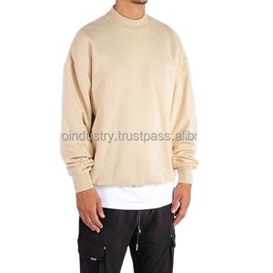 เสื้อสเวตเตอร์คอตตอนคอกลมสำหรับผู้ชายทรงโอเวอร์ไซส์เข้ารูปโบซี่คอ Y2K สตรีทแวร์สีทึบพิมพ์ลายปักโลโก้ได้ตามต้องการ - Product Image 4