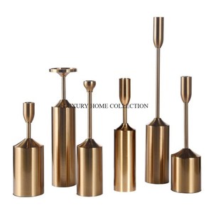 Lot de 2 bougeoirs en laiton métallisé plaqué or de qualité supérieure nouveauté bougeoir décoratif de table à prix abordable - Product Image 5