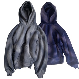 Algodón impreso de alta calidad espacios en blanco liso personalizado Vintage hombres Sun Faded Hoodies venta al por mayor ácido lavado con capucha - Product Image 1