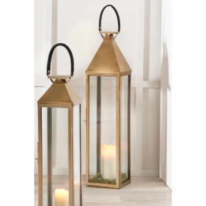 Aplique de Metal cuadrado moderno antiguo, gran cristal transparente, linterna de latón dorado, hecho a mano, artesanías, decoración del hogar, bodas - Product Image 1