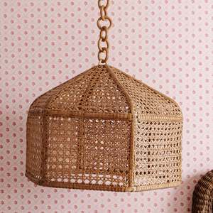 Boho Rattan Cage Pendant Light Handcrafted <b>Wicker</b> Lampshade Boho Woven Ceiling Chandelier Natural Hanging <b>Lamp</b> - Product Image 3