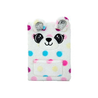 Carnet A5 en peluche lapin à pois avec pochette, 80 g/m², 80 feuilles, couverture rigide mignonne avec reliure thermique et spirale métallique, cadeau