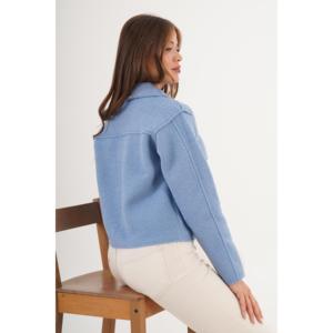 Chaqueta Azul con Patrón Bouclé al por Mayor para la Temporada de Otoño - Product Image 1