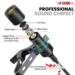 5 Core <b>Microphone</b> Professional Lavalier Mic Wearable Omnidirectional <b>Condenser</b> 3.5mm Body Microfono - Product Image 6