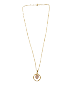 Colgante Clásico Vintage de Cuarzo Ahumado Chapado en Oro de 18K con Engaste de Bisel, Unisex - Product Image 3