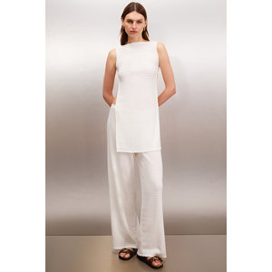 ETHIQUET SERELUNE Blusa larga abierta Yanlari sin mangas de corte regular y cuello ancho para mujer - Product Image 6
