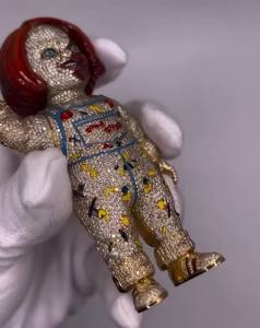 Colgante de figura de muñeca de terror personalizado, con incrustaciones de moissanita y esmalte, de plata de ley 925, unisex, joyería para fiesta de hip hop - Product Image 2