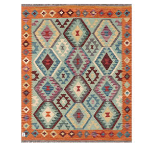 Alfombra Kilim de Maimana, Afganistán, 197 x 157 cm, Juego de Alfombras - Product Image 1