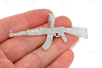 Nouveau Pendentif AK47 Hip Hop en Diamant Naturel, Or 14K, Breloque de Haute Qualité pour Fiançailles, Fêtes, Anniversaires et Mariages