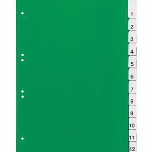Green PVC Durable <b>A4</b> Number Register for File <b>Folders</b> 1-12 - Product Image 3