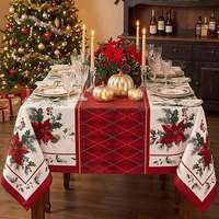 Chemin de table de Noël en poinsettia, nappe décorative pour les fêtes, banquets et la maison