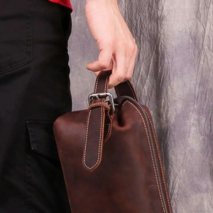 Bolsa de Aseo de Cuero Vintage, Tamaño Mediano, Cierre de Cremallera, Diseño Duradero con Correa, para Viajes de Hombre - Product Image 5