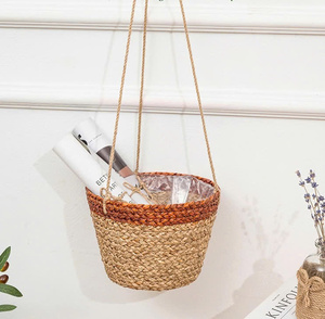 Cesta de almacenamiento de diseño para el hogar con flores hechas a mano, Material de mimbre, precio competitivo, fábrica de Vietnam, jacinto de agua, algas marinas - Product Image 3