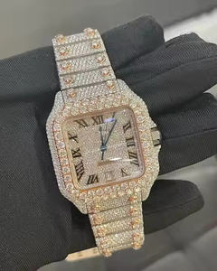 Reloj de Pulsera de Lujo para Hombre, con Esfera Cuadrada de Cuarzo Moissanite, Caja de Aleación de Acero Inoxidable, Estilo Moderno, Hip-Hop, para Negocios - Product Image 1