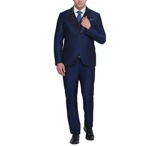 Tuxedos Stylish Blue Pinstripe Double Breasted Men's Suits Set Wedding Blazer Prom Suits 3 Pieces Corduroy Worsted Formal Suits