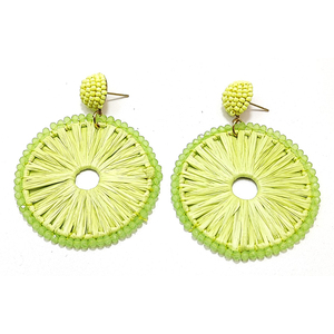 Wholesale Fashionable Trendy Alloy Hoop Earrings Women Low MOQ Colorful Bead <b>Raffia</b> High Quality Customized Color Anniversary - Product Image 5