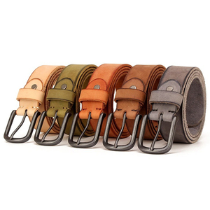 Venta al por mayor caliente nueva moda hombres cinturón hecho a medida de alta calidad de cuero de vaca de los hombres cinturón de cuero genuino con hebilla de latón macizo - Product Image 1