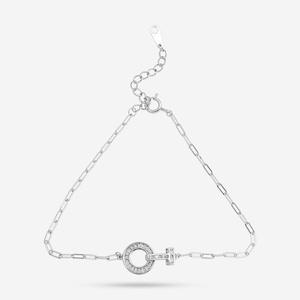 92.5 <b>Silver</b> Tennis <b>Bracelet</b> with Rhodium Plating <b>Charm</b> <b>Bracelets</b> Bangles Key Shape Ethnically Styled Diamond Zircon for Gift - Product Image 1