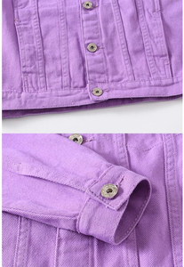 แจ็คเก็ตยีนส์ลำลองผู้ชายคุณภาพสูง ผ้าฝ้าย 100% สีพื้น ปกพับ กระเป๋าเคลือบผ้าทอเบา สำหรับฤดูหนาว - Product Image 5