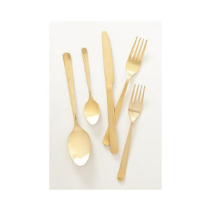 Juego de cubiertos de latón macizo de nuevo diseño de 5 con esmalte mate para Hotel y hogar, juegos de cubiertos dorados para restaurante y Hotel - Product Image 1