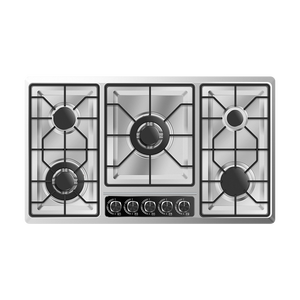 Piano Cottura a <span class=keywords><strong>Gas</strong></span> a 5 Fuochi in Offerta, Fornello da Cucina Intelligente con Supporto in Ghisa, Superficie in Acciaio Inox, Batteria Integrata, Classe di Efficienza Energetica - Product Image 1