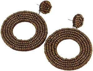 Pendientes de aro con cuentas bohemias amarillas hechos a mano, diseño colgante Circular ligero, joyería llamativa para regalo de fiesta de mujer - Product Image 2