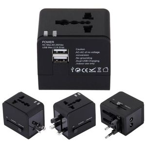 อะแดปเตอร์ชาร์จ USB คู่ 5V 2.1A อะแดปเตอร์สำหรับเดินทางพร้อมปลั๊ก UK EU US AU สีดำ - Product Image 1