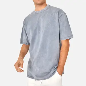 개인 라벨 최고 품질 경쟁 가격 남성 산성 세척 티셔츠 개인화 된 로고 및 인쇄 된 티셔츠