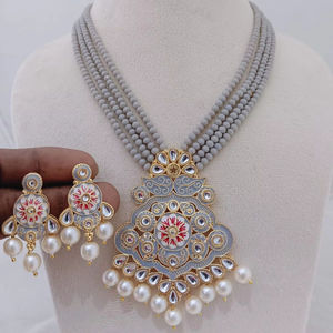 Painting Meenakari Handicraft Antique Light <b>Weight</b> Necklace with Pearl unique collection <b>of</b> Earring <b>for</b> <b>women</b> - Product Image 1