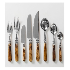 סט סכו\\\"ם עתיק עם ידית עצם, נירוסטה 18/8, סכו\\\"ם שטוח, כלי אוכל לבית, מלון, מסעדה, סכו\\\"ם לארוחות ערב - Product Image 1