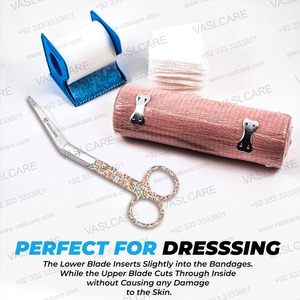 Ciseaux Vaslcare Dressing Lister Manche à motifs assortis avec pointe émoussée Lame tranchante pour infirmières Ciseaux à bandage en acier inoxydable - Product Image 5
