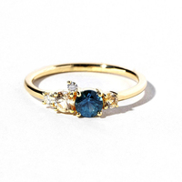 Or jaune massif 14 carats véritable saphir bleu citrine pierre précieuse diamant solitaire mariage bague de fiançailles bijoux