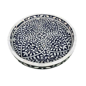 Premium Quality Hot Selling Bone Inlay Serving Tray Handmade Decorative Wooden Tray for Dining Living Room & Hotel Use - Product Image 1