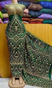 Encaje Indio de Poliéster de 5 Yardas de Dubái, Talla Grande, con Cuentas, Ecológico, Ligero, Ropa Tradicional Africana para Mujer - Product Image 4