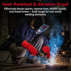 Guantes de soldadura TIG de cuero de primera calidad, resistentes, hechos a medida, guantes de trabajo de cuero vacuno. - Product Image 2