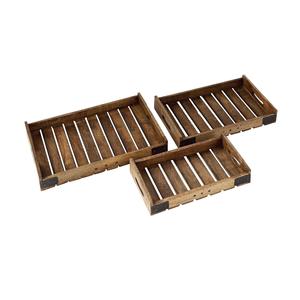 Juego de 3 bandejas de madera con asas, bandeja rodante redonda marrón para servir desayunos - Product Image 1