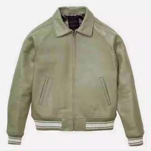 Veste bomber avec logos personnalisés, manches en cuir de haute qualité, style universitaire, coupe slim, doublure en polaire, fourrure de mouton, tricotée, pour hommes - Product Image 3