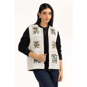 Gilet brodé Karandi pour femme IPS-55211 – Vêtement d'extérieur polyvalent pour printemps, été, hiver – Court, en jean, coton tissé, style vintage - Product Image 5