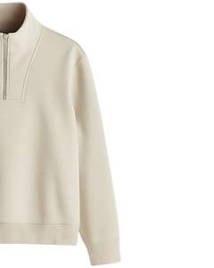 Sudadera de Forro Polar con Media Cremallera para Hombre, Cálida, Suave, Cuello Alto, Cómoda, Informal, Holgada, de Manga Larga, Estilo Pullover - Product Image 3